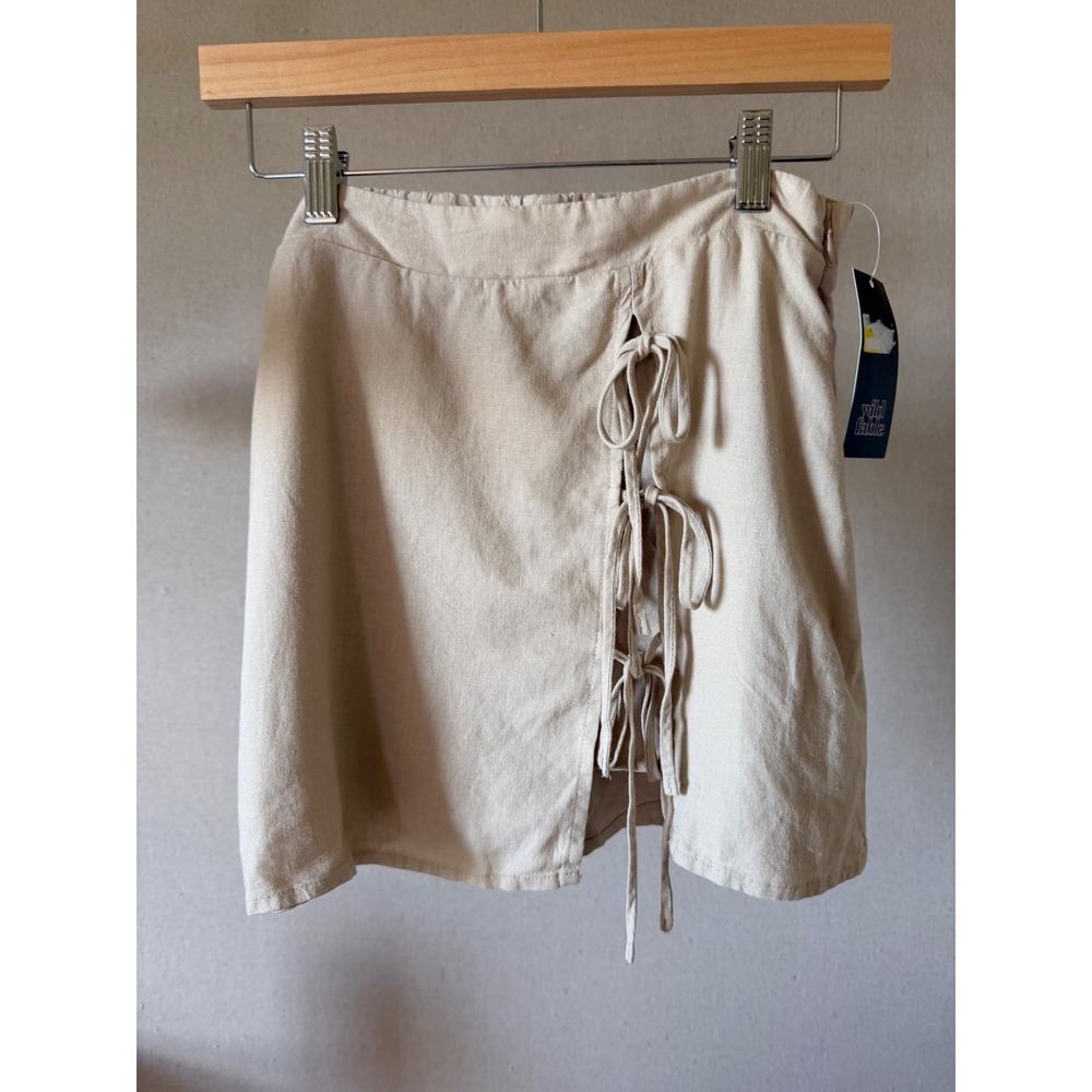 Wild Fable Beige Linen Blend Lace Up Mini Skort Womens Size Small NWT